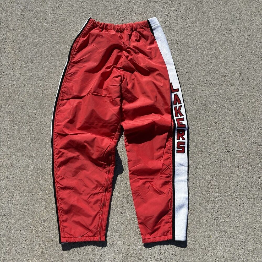 NBA LA Lakers Nylon Lined Track Pants 90’s Vintage Red Streetwear Bootleg